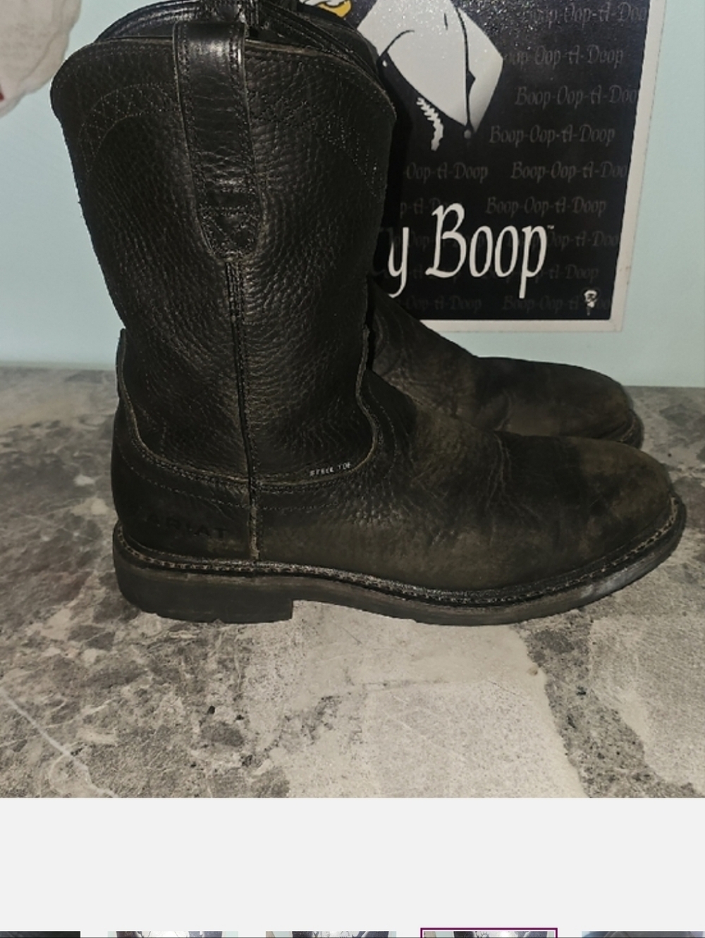 Ariat Men’s Sierra Black Leather Steel Toe Work Boots - Slip/Oil Resistant - Picture 2 of 4